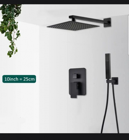 Смеситель скрытого монтажа черный без излива 8603FF